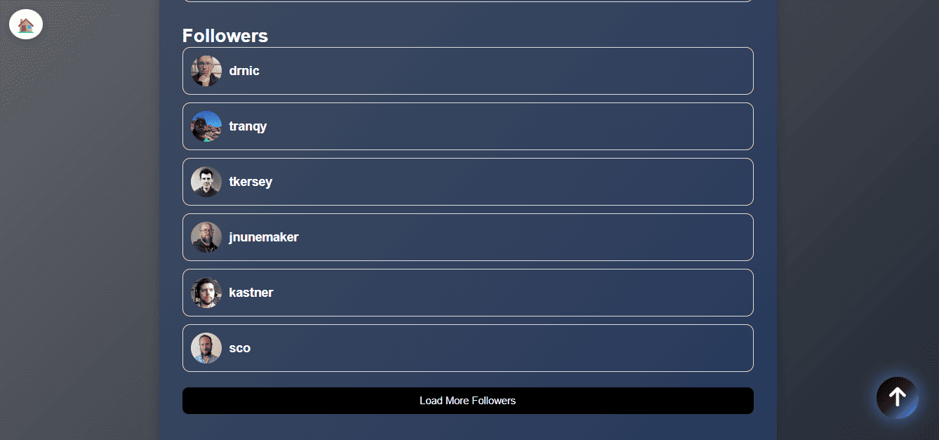 GitHub Finder insights screen